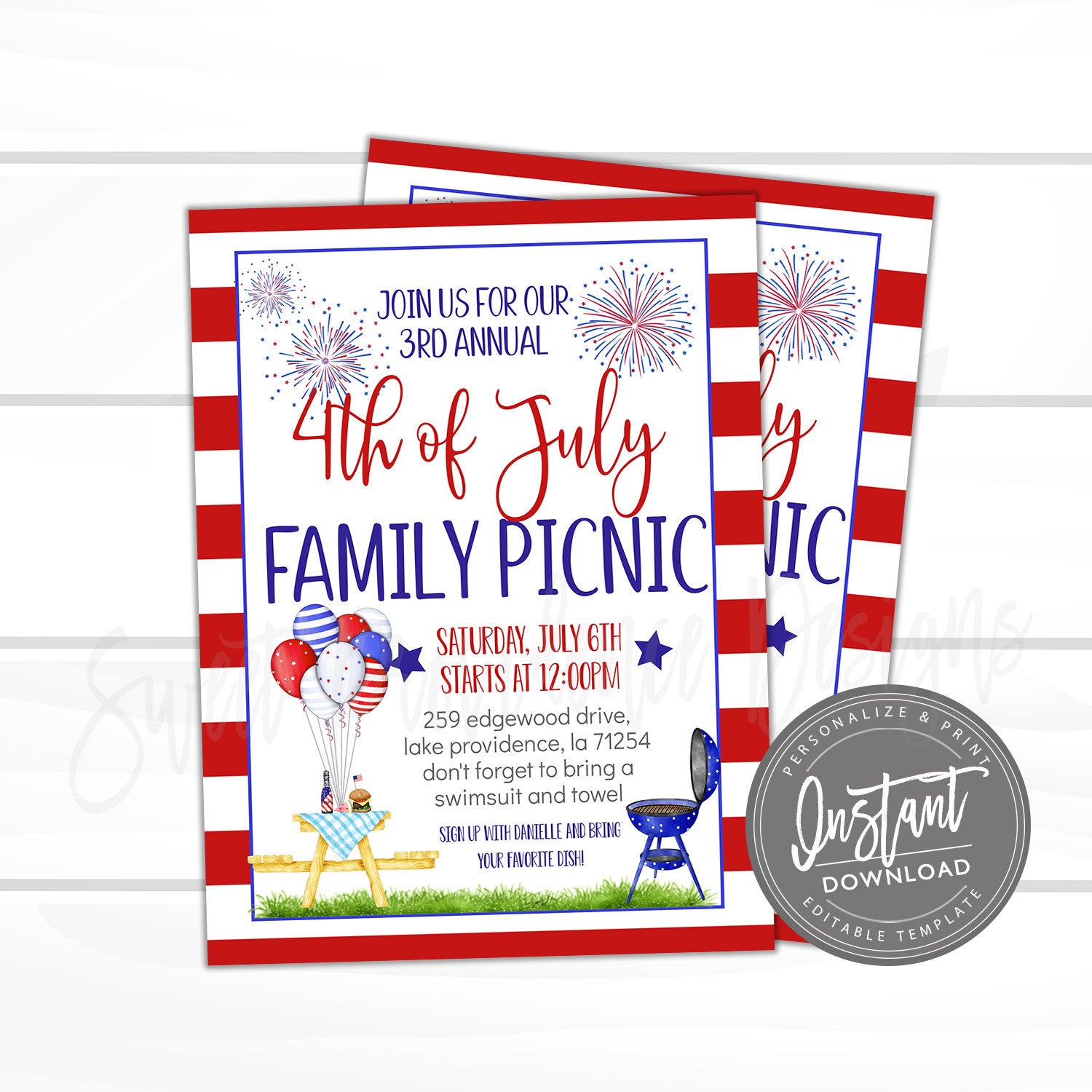 4th of July Invitation Sweet Providence Designs