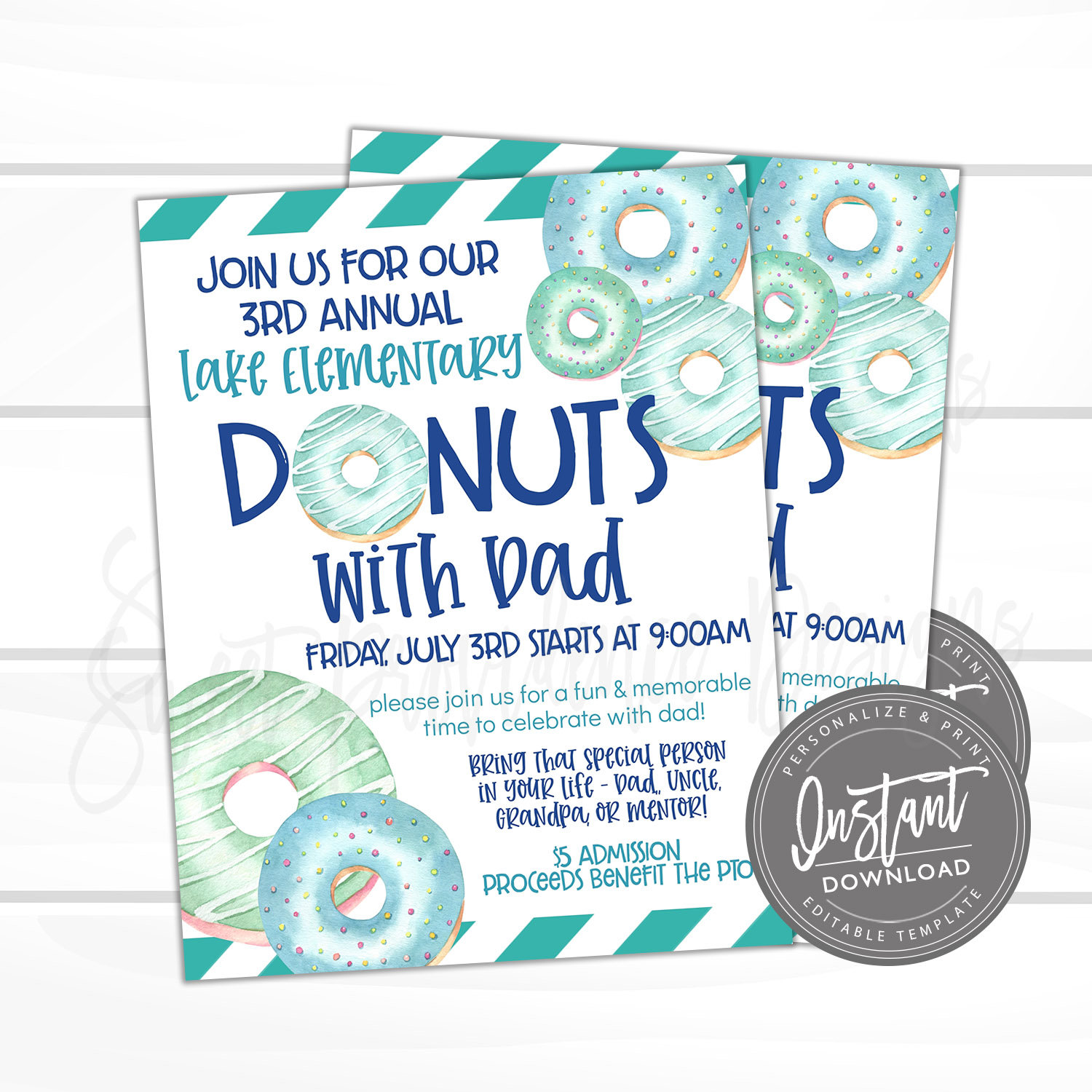 Donuts with Dad Invitation Sweet Providence Designs